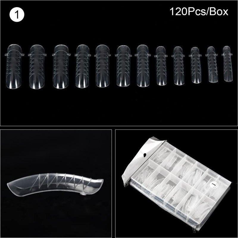 KADS 120PCS Clear Full Cover Dual Nail System Form UV Gel Acrylic Nail Art Mold Artificial Nail Tips with Scale for Extension (MODEL 1) - Image 4